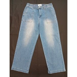 Gogo Jeans Womens Light Wash Wide Leg Carpenter Denim High Rise Size L 17/33